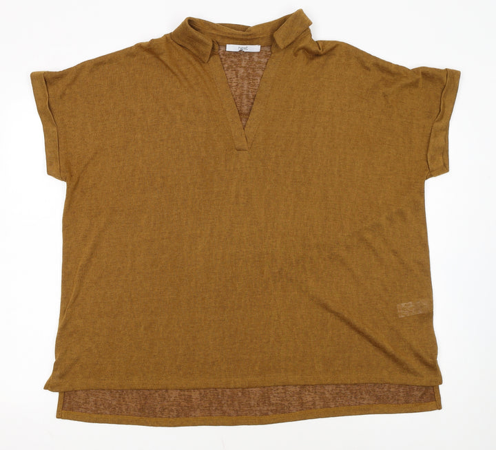 Next Women Brown Size 22 Tunic Blouse Short Sleeve Polyester