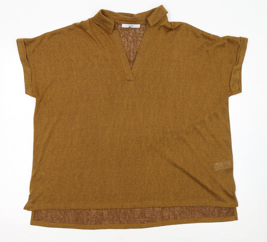 Next Women Brown Size 22 Tunic Blouse Short Sleeve Polyester