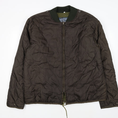 Brandit Men Brown Quilted Bomber Jacket 2XL Polyester Winter Lined