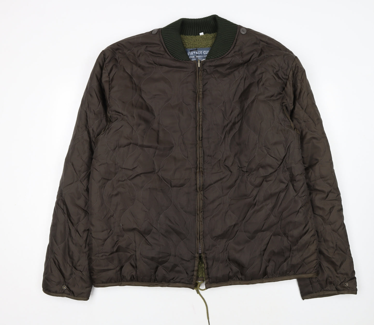 Brandit Men Brown Quilted Bomber Jacket 2XL Polyester Winter Lined