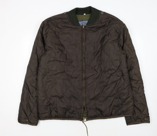 Brandit Men Brown Quilted Bomber Jacket 2XL Polyester Winter Lined