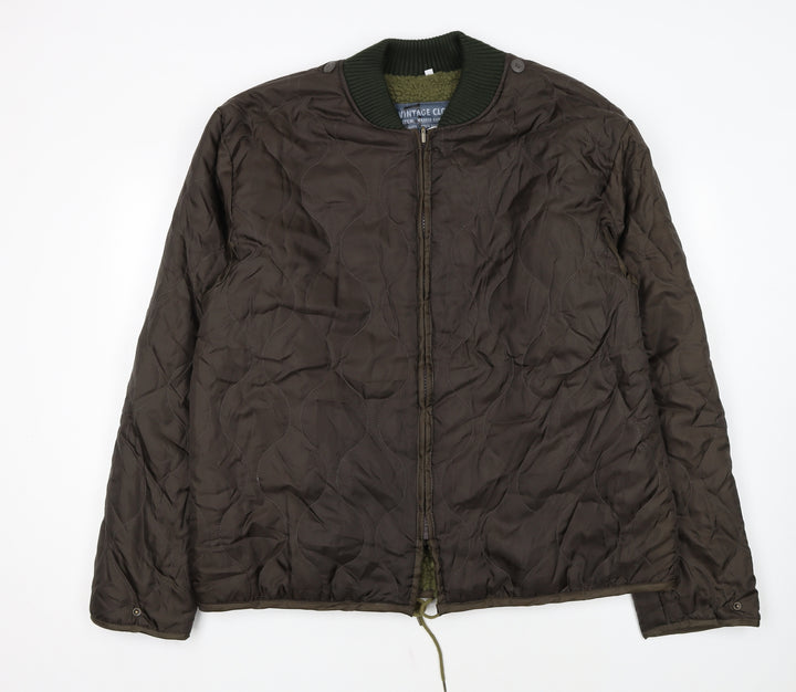 Brandit Men Brown Quilted Bomber Jacket 2XL Polyester Winter Lined