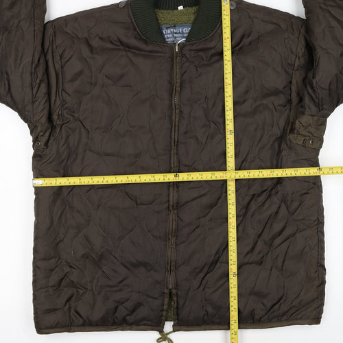 Brandit Men Brown Quilted Bomber Jacket 2XL Polyester Winter Lined
