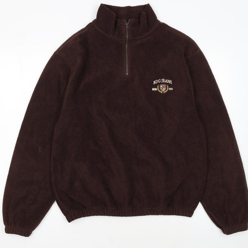 BDG Jeans Urban Outfitters Brown Fleece 1/4 Zip Sweatshirt Small Womens