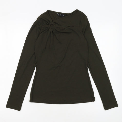 F&F Women's Green Long Sleeve Slim Fit Jersey Top Size 6