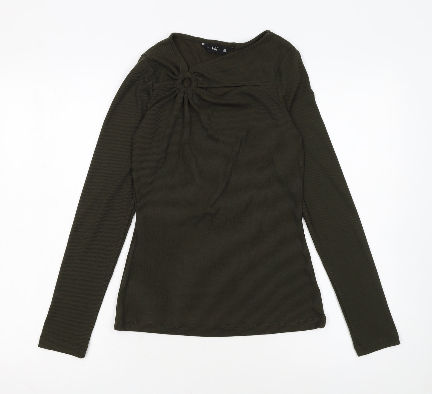 F&F Women's Green Long Sleeve Slim Fit Jersey Top Size 6