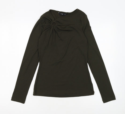 F&F Women's Green Long Sleeve Slim Fit Jersey Top Size 6