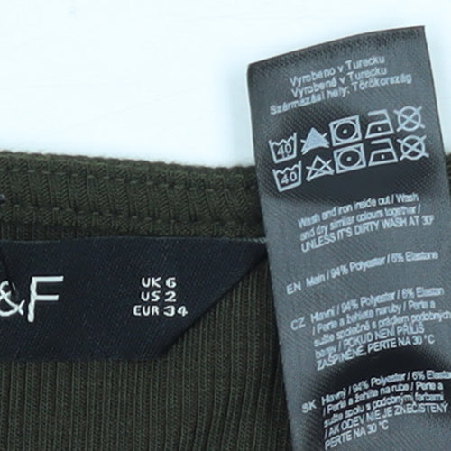 F&F Women's Green Long Sleeve Slim Fit Jersey Top Size 6