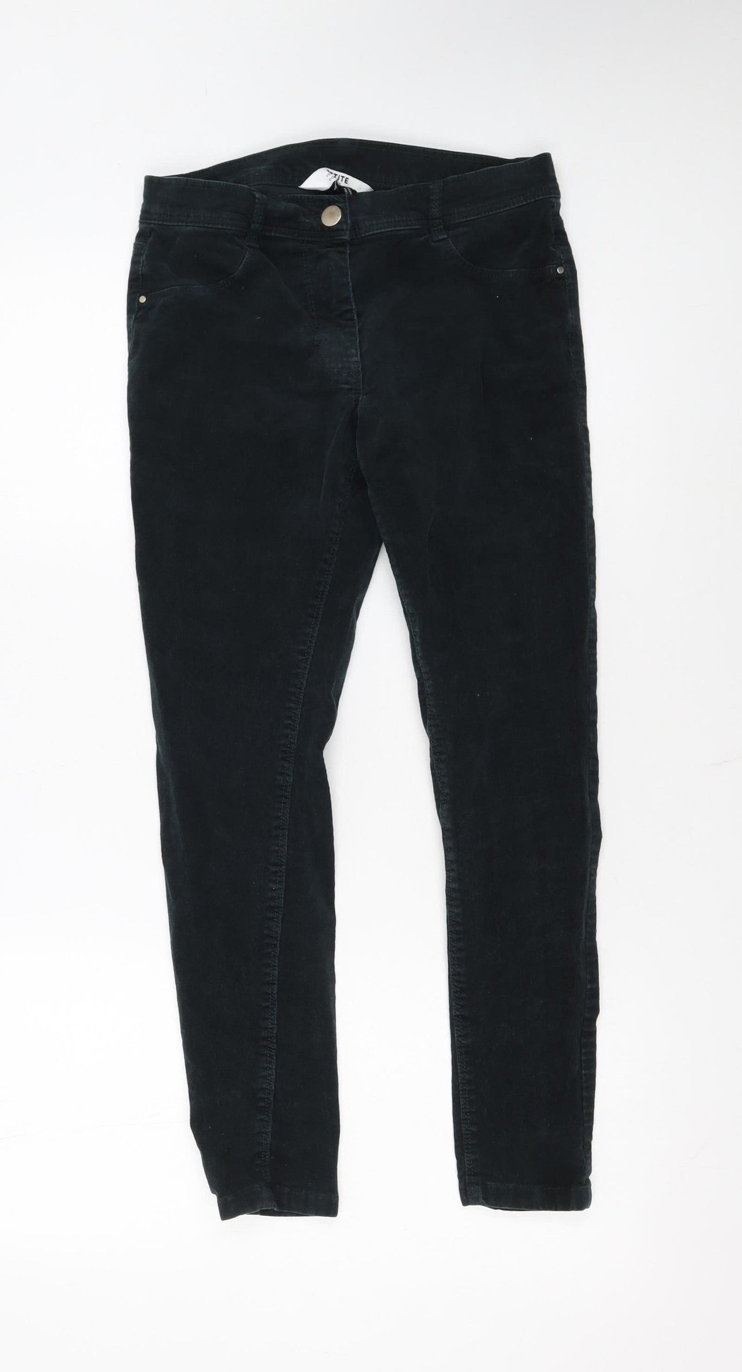 Dorothy Perkins Women Black UK 8 Petite Skinny Corduroy Trousers