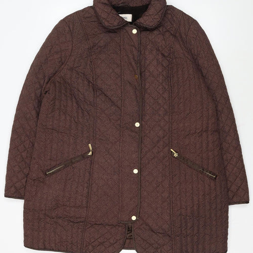 Marks and Spencer Women's Brown Quilted Mid-Length Coat UK 20