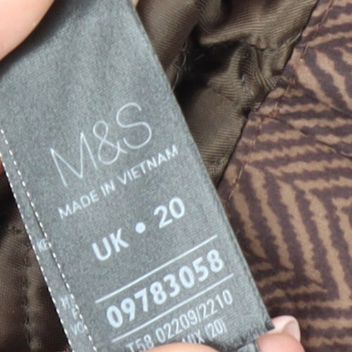Marks and Spencer Women's Brown Quilted Mid-Length Coat UK 20