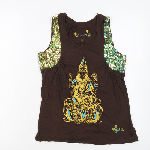 Pepe Jeans Women’s Brown Sequin Tank Top Size S Sleeveless