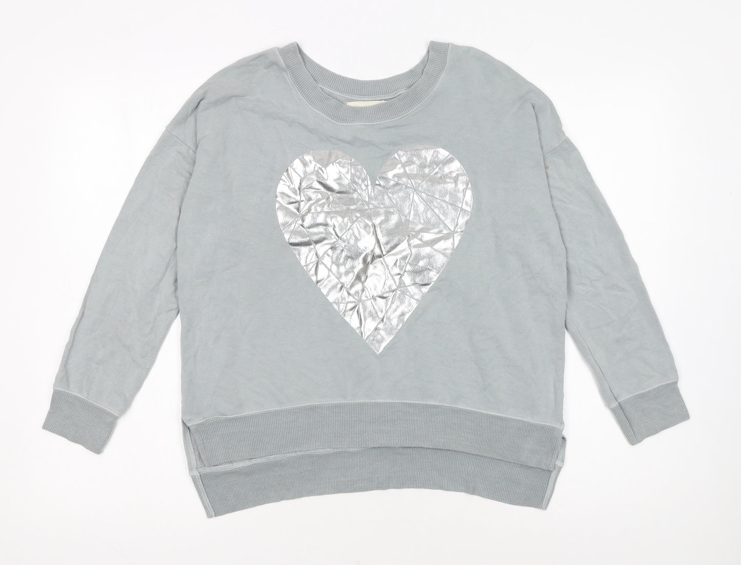 A Postcard from Brighton Womens Grey Silver Heart Pullover Sweatshirt Size S