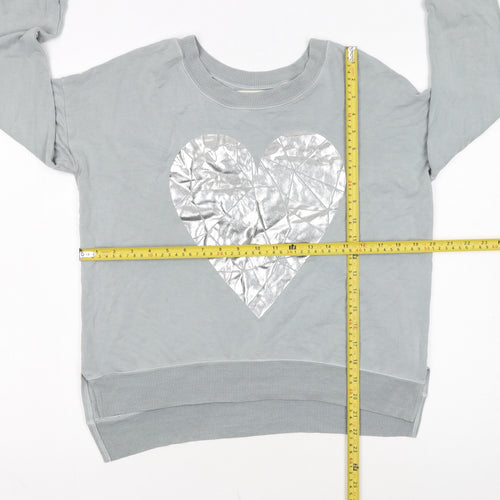 A Postcard from Brighton Womens Grey Silver Heart Pullover Sweatshirt Size S
