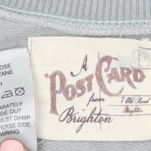 A Postcard from Brighton Womens Grey Silver Heart Pullover Sweatshirt Size S