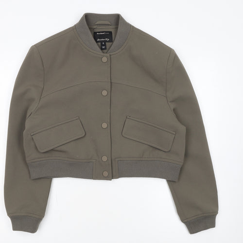River Island Women Green Cropped Bomber Jacket Size 10