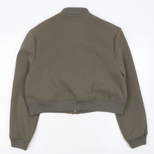River Island Women Green Cropped Bomber Jacket Size 10