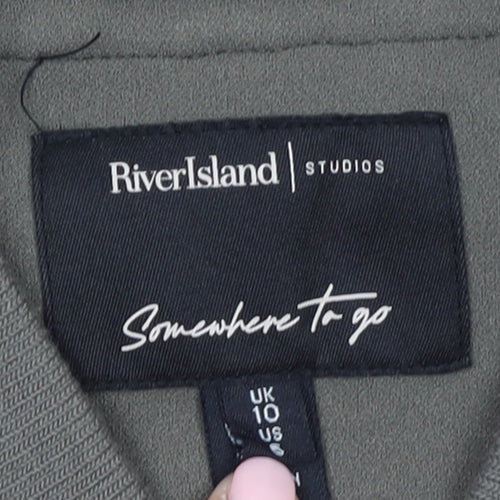 River Island Women Green Cropped Bomber Jacket Size 10