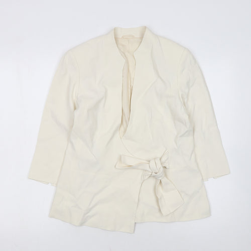 Phase Eight Women Ivory Size 12 Belted Crepe Blazer Jacket
