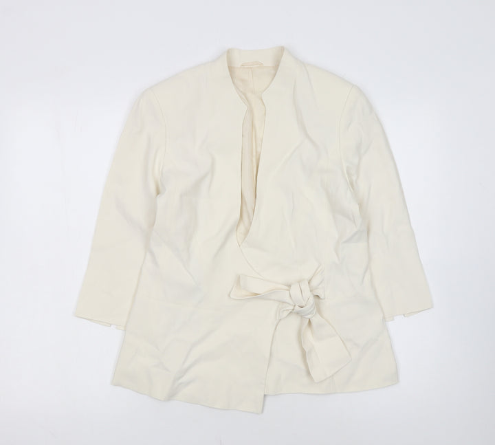 Phase Eight Women Ivory Size 12 Belted Crepe Blazer Jacket