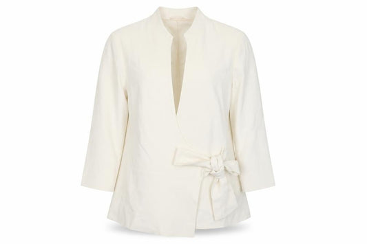 Phase Eight Women Ivory Size 12 Belted Crepe Blazer Jacket