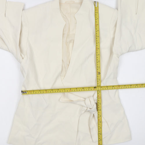 Phase Eight Women Ivory Size 12 Belted Crepe Blazer Jacket
