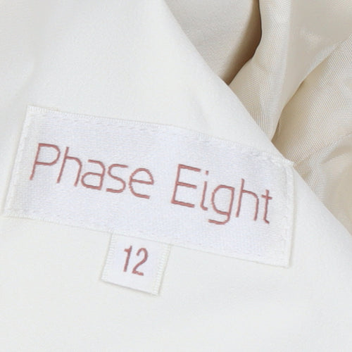 Phase Eight Women Ivory Size 12 Belted Crepe Blazer Jacket