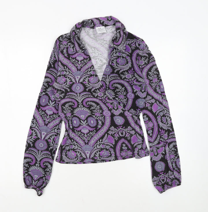 Next Women's Multicoloured Paisley Wrap Blouse UK 8 Viscose Stretch