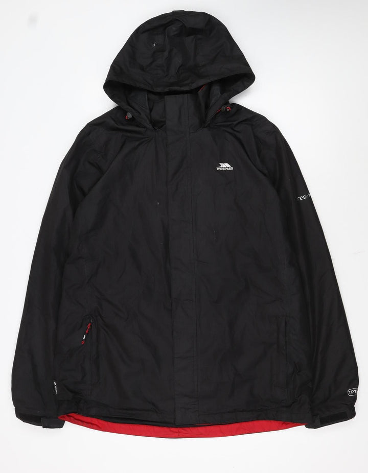 Trespass Men's Black Waterproof Hooded Rain Jacket L