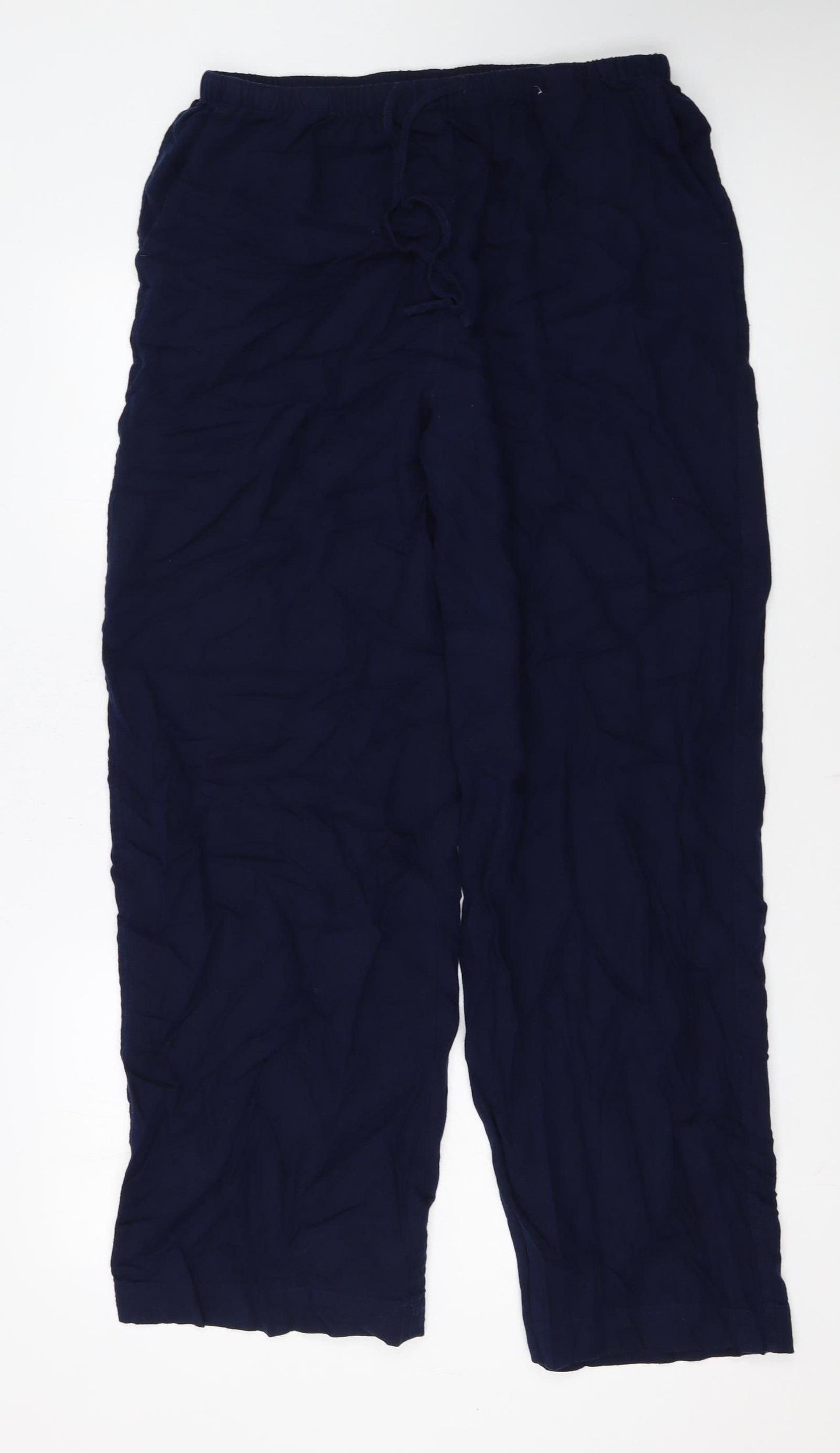 Marks and Spencer Women's Blue Linen Blend Relaxed Tall Trousers Size 14