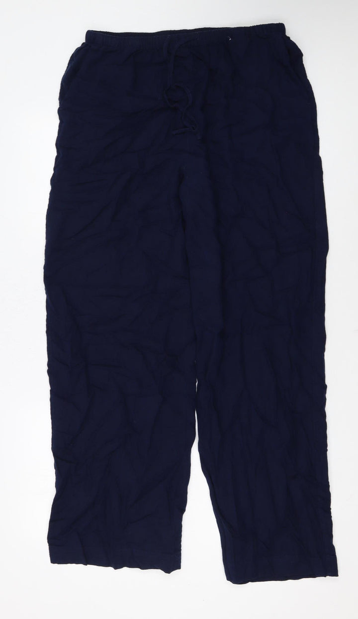 Marks and Spencer Women's Blue Linen Blend Relaxed Tall Trousers Size 14