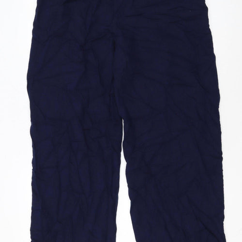 Marks and Spencer Women's Blue Linen Blend Relaxed Tall Trousers Size 14