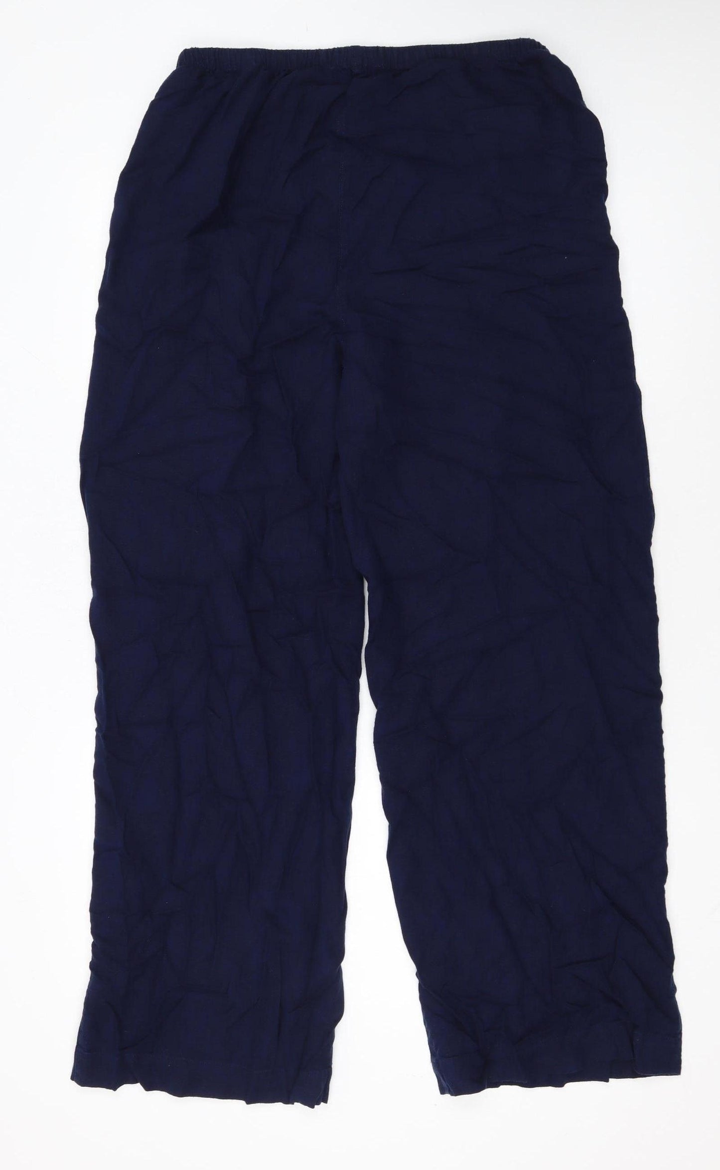Marks and Spencer Women's Blue Linen Blend Relaxed Tall Trousers Size 14