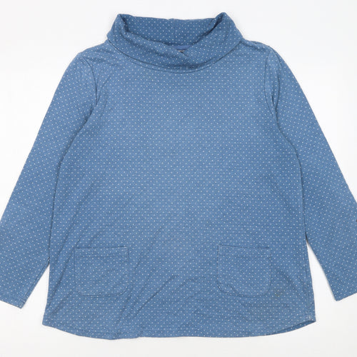 Mantaray Women Blue Polka Dot Tunic Sweatshirt Size 16 Cotton Blend