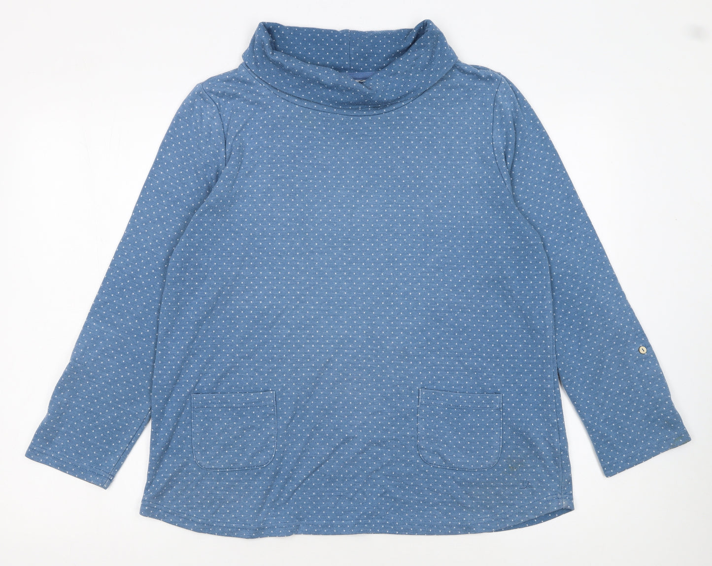 Mantaray Women Blue Polka Dot Tunic Sweatshirt Size 16 Cotton Blend