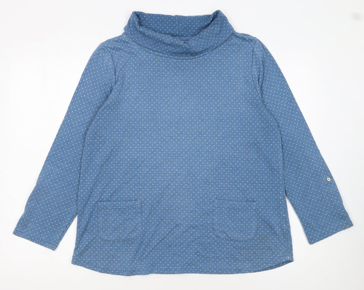 Mantaray Women Blue Polka Dot Tunic Sweatshirt Size 16 Cotton Blend