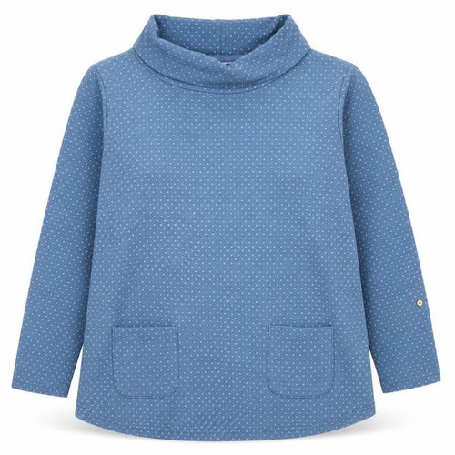 Mantaray Women Blue Polka Dot Tunic Sweatshirt Size 16 Cotton Blend