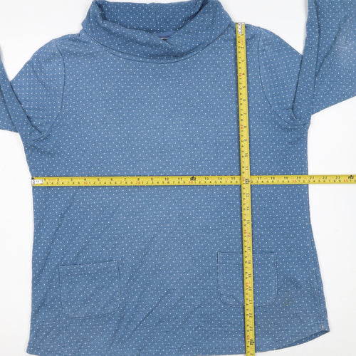 Mantaray Women Blue Polka Dot Tunic Sweatshirt Size 16 Cotton Blend