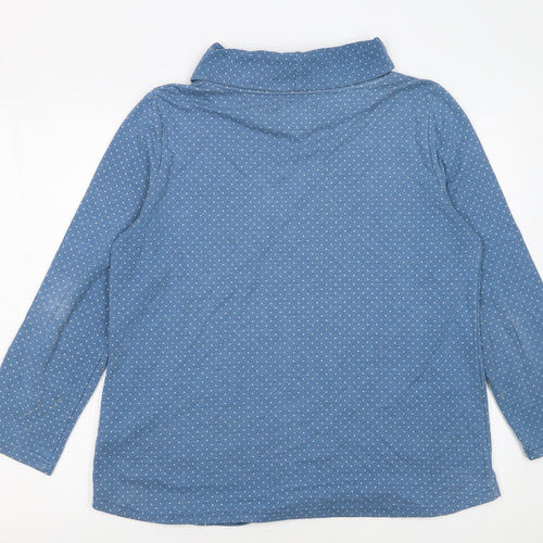 Mantaray Women Blue Polka Dot Tunic Sweatshirt Size 16 Cotton Blend