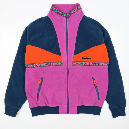 Berghaus Womens Purple Fleece Jacket M Colourblock Full Zip Retro Style