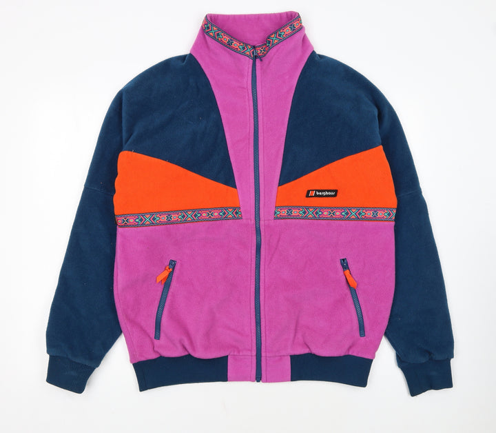 Berghaus Womens Purple Fleece Jacket M Colourblock Full Zip Retro Style