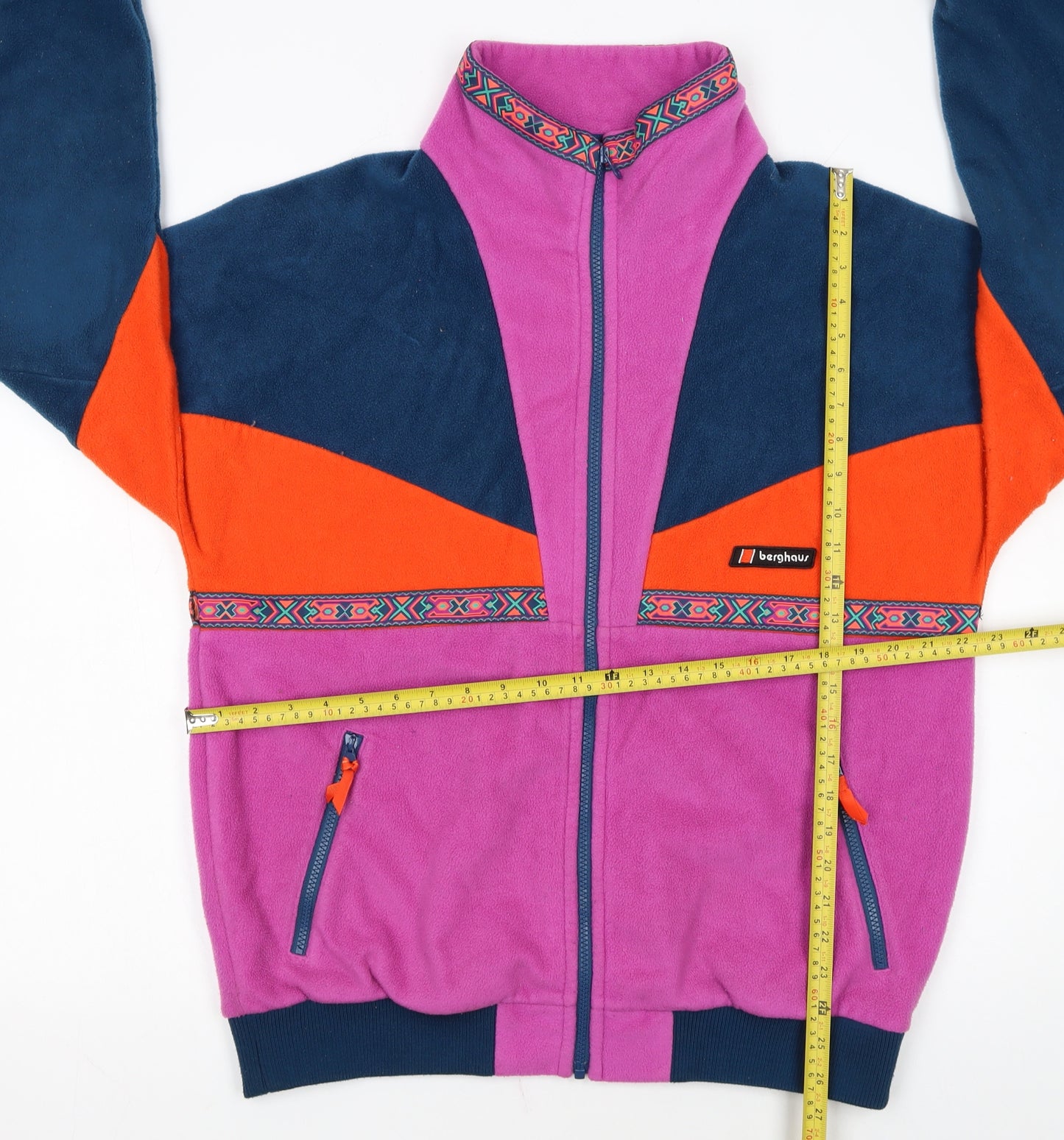 Berghaus Womens Purple Fleece Jacket M Colourblock Full Zip Retro Style