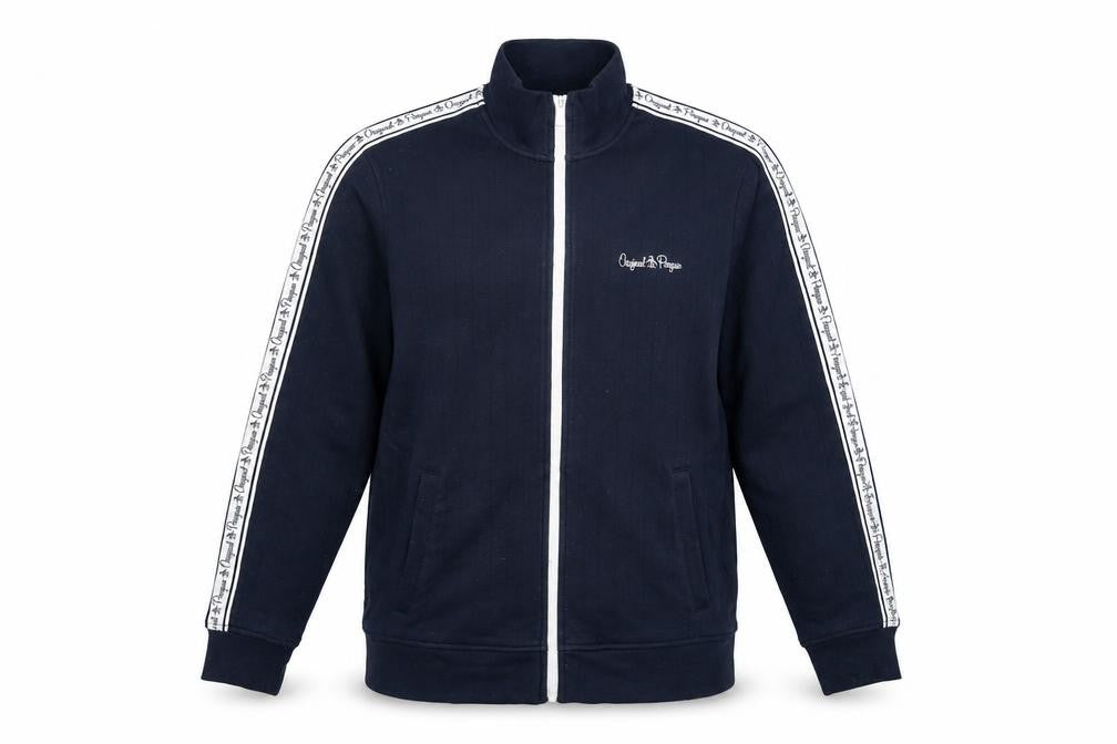 Front view of Original Penguin Men's Blue Full Zip Sweatshirt, size M