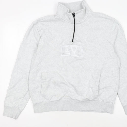 Tommy Jeans Men's Grey XL 1/2 Zip High Neck Sweatshirt