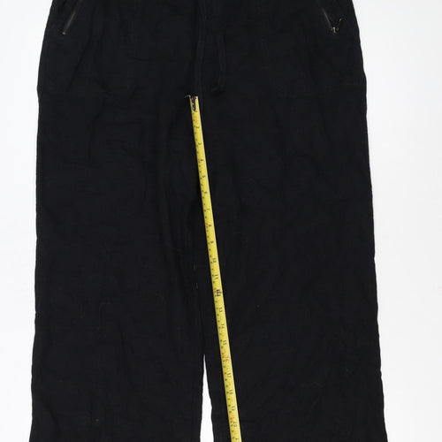 Tu Women’s Black Linen Blend Wide-Leg Trousers Size 14S