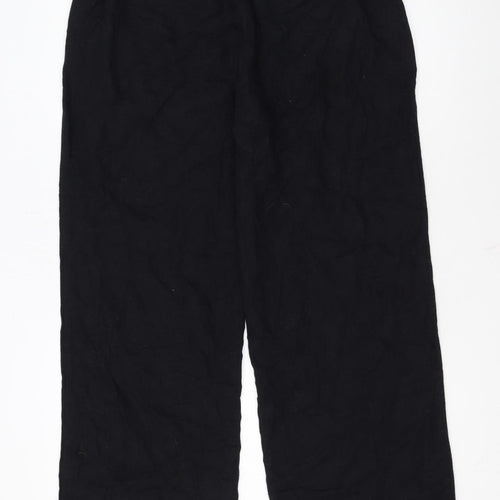 Tu Women’s Black Linen Blend Wide-Leg Trousers Size 14S