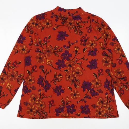 Isle Collection Women’s Red Floral Mock Neck Long Sleeve Pullover Jumper M