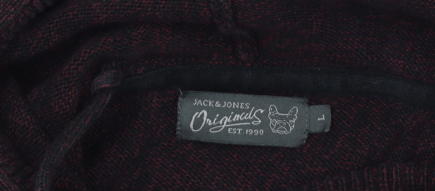 Jack & Jones Originals Men's Brown Knit Pullover Hoodie Size L