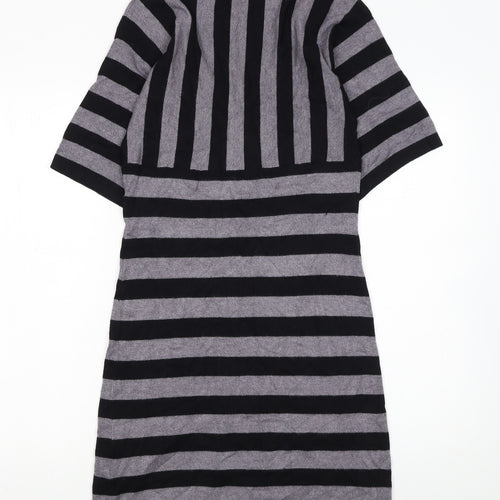 Brave Soul Women’s Grey Black Striped Short Knit Shift Dress S