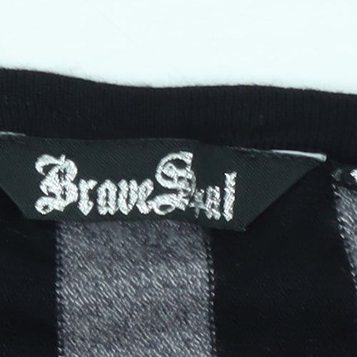 Brave Soul Women’s Grey Black Striped Short Knit Shift Dress S